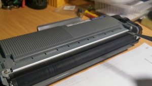 грязная печать картриджа Brother  после заправки.