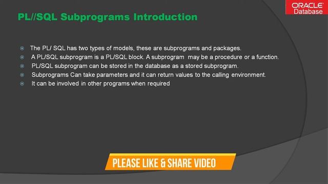 PL/SQL Subprograms,PL/SQL Modular Programming & Types of SubPrograms || Oracle Database Tutorial