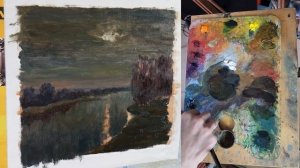 УРОК "НОЧНОЙ ПЕЙЗАЖ" ХУДОЖНИК НИКОЛАЙ ДМИТРИЕВ