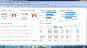 Панель продаж с набором основных показателей продаж в QlikView KPI в QlikView контроль отдела продаж