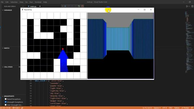 Simple raycasting 3D in python with tkinter - demo