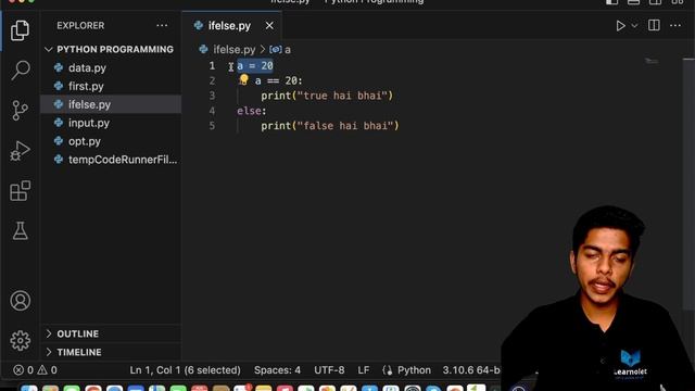 If Else in Python | Conditional Statements | Aniket Mane | Lecture 6 #python #ifelse