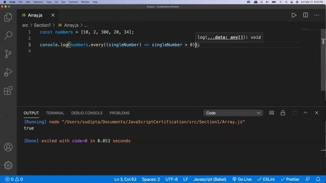 JavaScript Array every method