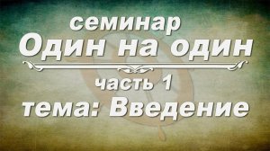 Семинар ОДИН НА ОДИН // Введение