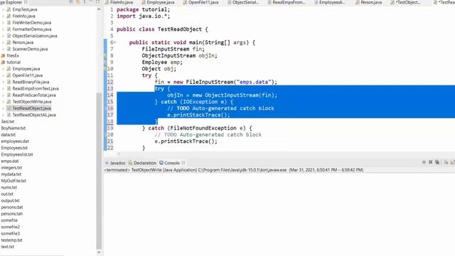 Java Object Streams ObjectOutputStream ObjectInputStream Writing Objects and Reading Objects Files смотреть онлайн