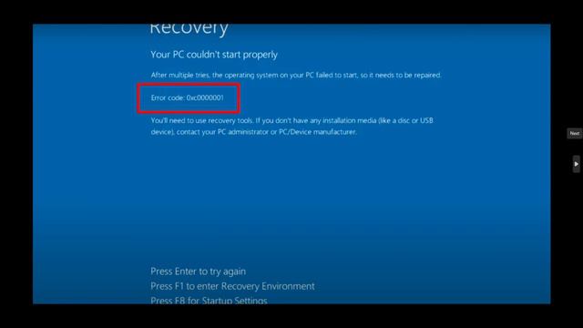 Recovery Your pc couldn't start properly Error code 0xc0000001 in Windows 11 / 10 / 8 / 7 | 2024 смотреть онлайн