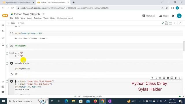 Python Fundamental| Type conversion| Literal| Operator for data Science by Sylas Halder class 03