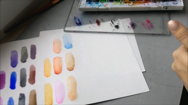 Моя рабочая палитра. Акварель/ My watercolors and my workpalette смотреть онлайн