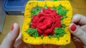 МОТИВ РОЗА В КВАДРАТЕ КРЮЧКОМ НОВЫЙ МАСТЕР КЛАСС  ЧАСТЬ 2