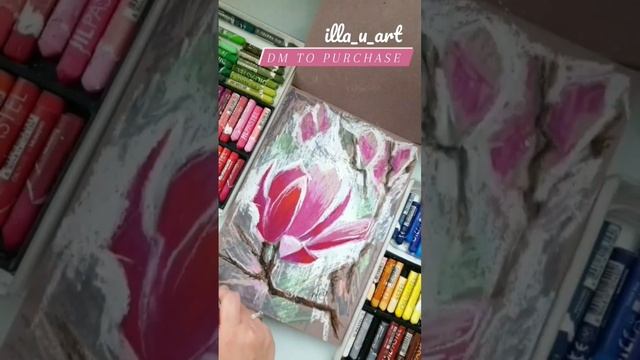 Floral Painting Magnolia Flowers  / Магнолия Картина Цветы Рисунок Масляной Пастелью