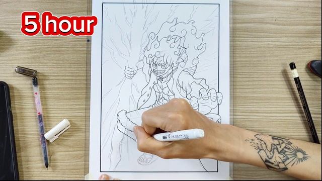 How to draw Luffy Gear 5 in 60 sec - 30 mins - 1 hrs - 5 hrs /Cách vẽ Luffy đơn giản смотреть онлайн