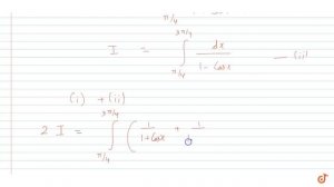 The Integral `int_(pi/4)^((3pi)/4)(dx)/(1+cosx)`
is
  equal to:
 



















 (2)
  
...