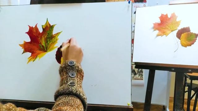 Осенние листья. Урок XXII. Рисуем с натуры. смотреть онлайн