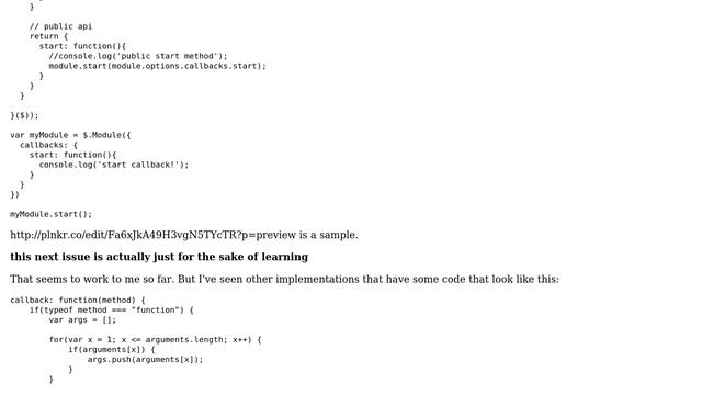 Module pattern callback implementation