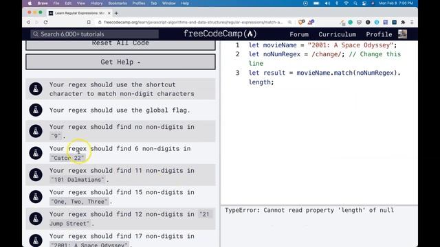 freeCodeCamp Regular Expressions, Match All Non-Number using Regex 2021 Coding Tutorials
