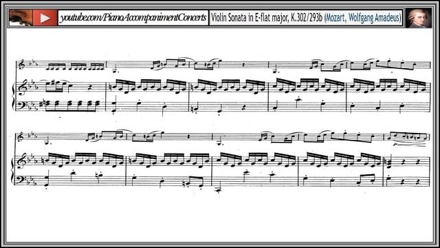 Mozart, Violín Sonata no.19 in E-flat Major K.302, Piano Accompaniment [Violín & Piano Part] смотреть онлайн