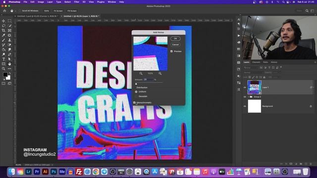 Cara Desain Print Distortion Effect - Old Retro Poster Style - Photoshop Tutorial Indonesia