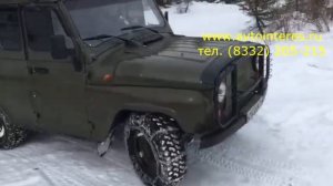 УАЗ на цепях противоскольжения