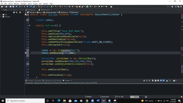 Java GUI Tutorial #47 - Creating A Scroll Bar In Java GUI Using JScrollBar Class