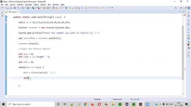 Java program implementing Binary Search смотреть онлайн