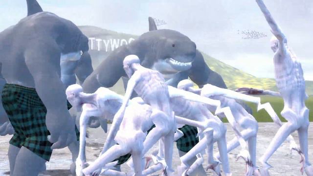 SCP-096:SL VS KING SHARK!! Garrys Mod Sandbox