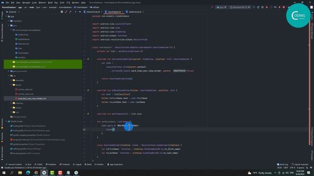 Android Room Database Kotlin: CRUD | Insert, Query, Delete, Update | Display in RecyclerView 2022