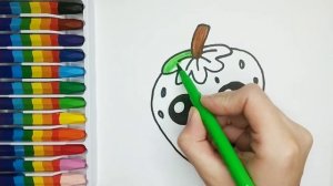 Как нарисовать клубнику. Рисуем и раскраскашиваем клубнику. Учимся рисовать фрукты.