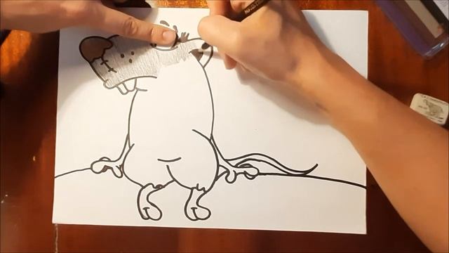 Рисуем задумчивую крысу цветными карандашами. Мастер класс по шагам.