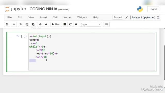 Reverse of Number In Python-Coding Ninja solution @Codecrunchers_13
