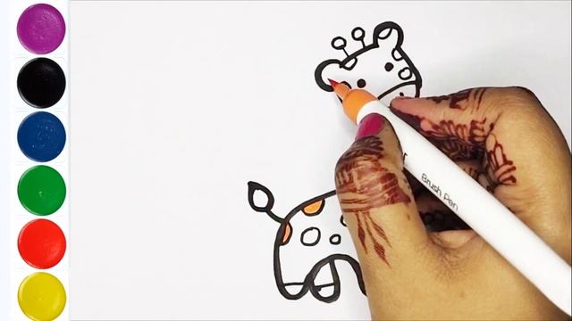 Cute Baby Cartoon Giraffe drawing, Painting & Coloring for kids & toddlers | Coloring Adventure