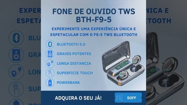 Fone De Ouvido Tws BTH F9 5 смотреть онлайн