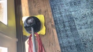 Dirty wood floor cleaning using the Oreck Orbiter!