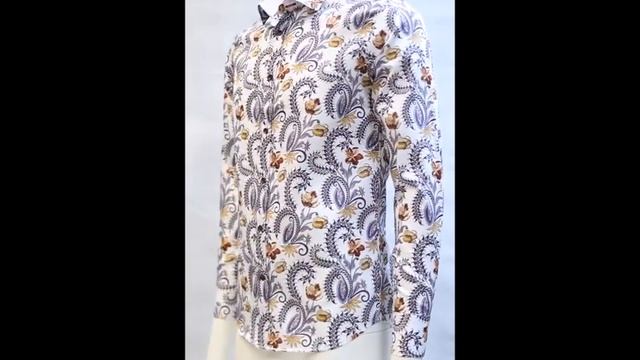 Белая приталенная мужская рубашка Louis Fabel 5461-17 в цветах смотреть онлайн