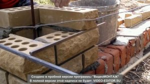 кладка колоны из облицовочного рваного кирпича