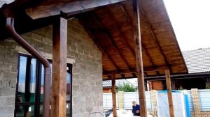 Дом из керамзитобетонных блоков с террасой и баней