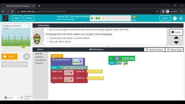 Starting Variables in Lesson "Text & Prompts" смотреть онлайн