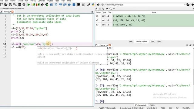 #PythonInTamil #23 | #PythonProgrammingInTamil | #Set #SetMethods