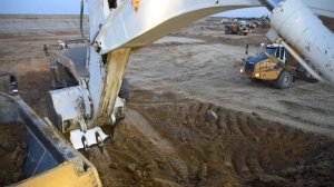 ? Liebherr R9100 loading a fleet of 12 Bell B50D