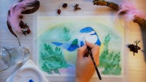 ?КАК НАРИСОВАТЬ СИНИЧКУ? How to draw a titmouse ПТИЧКА АКВАРЕЛЬЮ/Watercolor bird