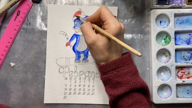 Как нарисовать символ 2022 года. Как создать Календарь на 2022 год. Как нарисовать тигра? Акварель. смотреть онлайн