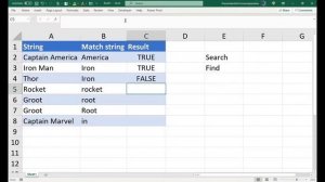 String/Text match in Excel - SEARCH and FIND formulas with simple example