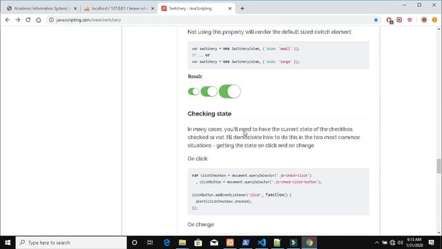 Laravel Student Information System Part 50 ( Switchery Ajax ) Update Status using Ajax jQuery Part