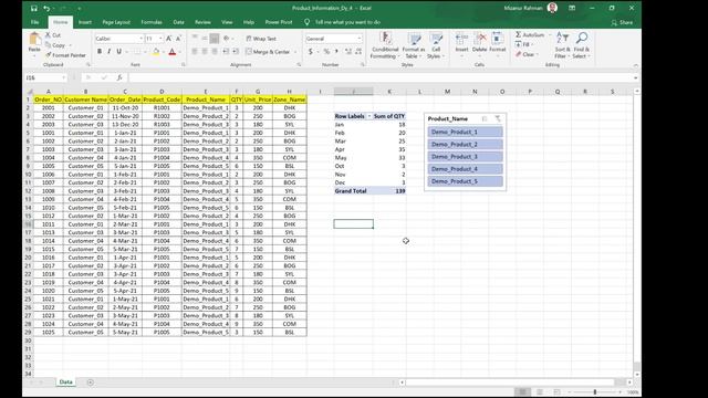 Excel Pivot Table Chart with a Slicer