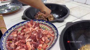 NATIONAL and TRADITIONAL Food of Uzbekistan. LAMB NECK, MOSHKICHIRI, KAZAN KEBAB and PILAF.