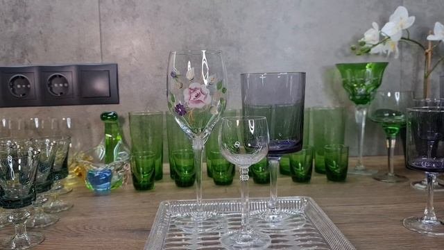 Распаковка. Барахолка дома. Посуда.  Чешское цветное стекло.  Барахолка. Барахолка Днепр