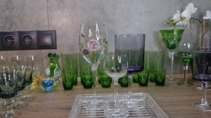 Распаковка. Барахолка дома. Посуда.  Чешское цветное стекло.  Барахолка. Барахолка Днепр