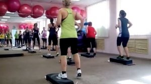 кардио+силовая на степе баз  шаги и захлёсты