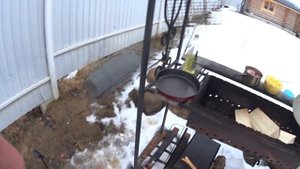 Картошка с мясом. В казане. На костре