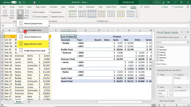 Excel Pivot Table Layouts - Excel Tutorial