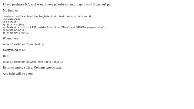 Databases: Plperlu func with column as param смотреть онлайн